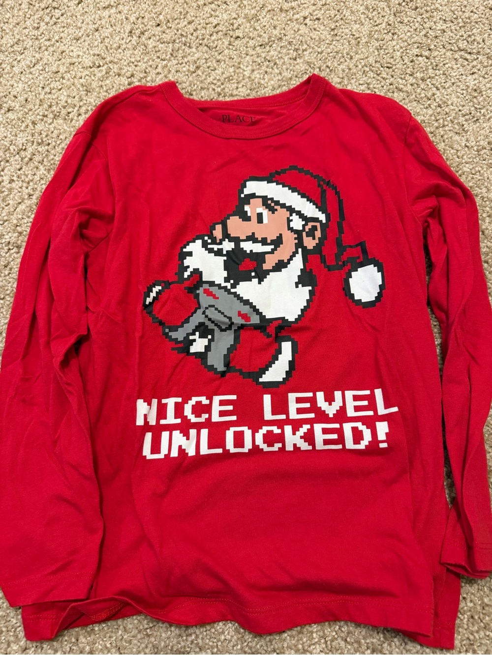 The Children's Place Santa Christmas Gamer Long Sleeve T Shirt Size 7/8